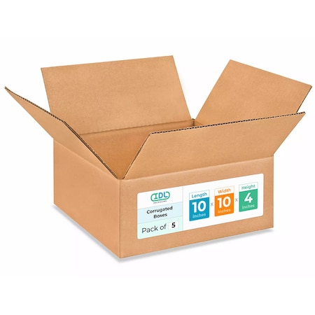 10L X 10W X 4H Corrugated Boxes For Shipping Or Moving, Heavy Duty, 5PK